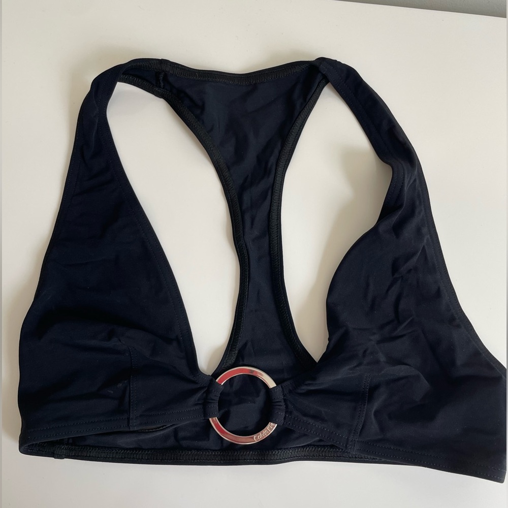 Calvin Klein racer back black bikini top NWT 6